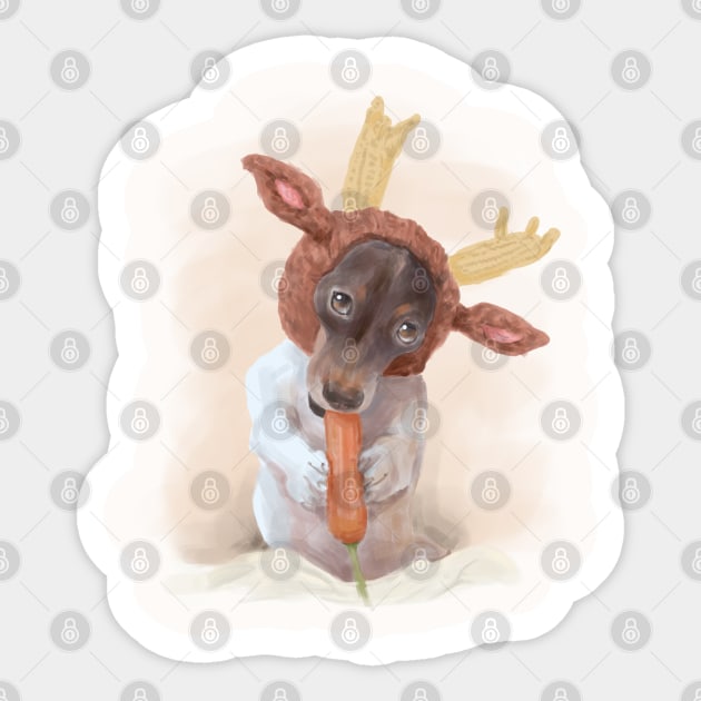 狗吃萝卜 dog eating carrot Sticker by take a book